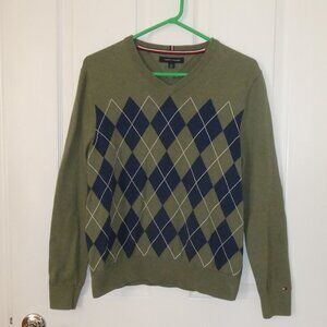 Tommy Hilfiger Olive Green Argyle Sweater Women’s Small